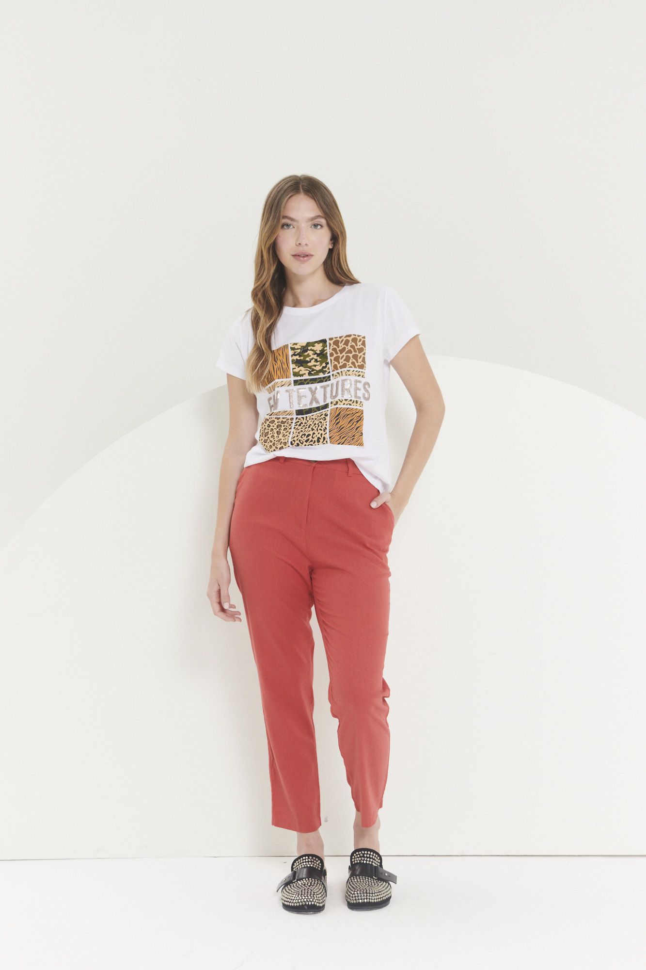 blusa satén roja